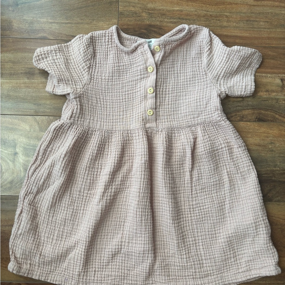 H&M White Pleated Sundress with Flutter Sleeves